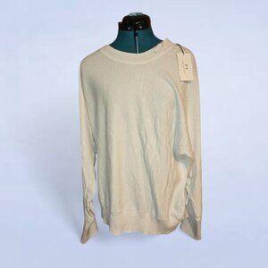 H Halston White Long Sleeve Sweater‎ - Size Extra Large